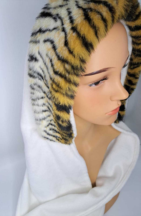 Leopard Animal Print Integrated Knitted Hat Scarf