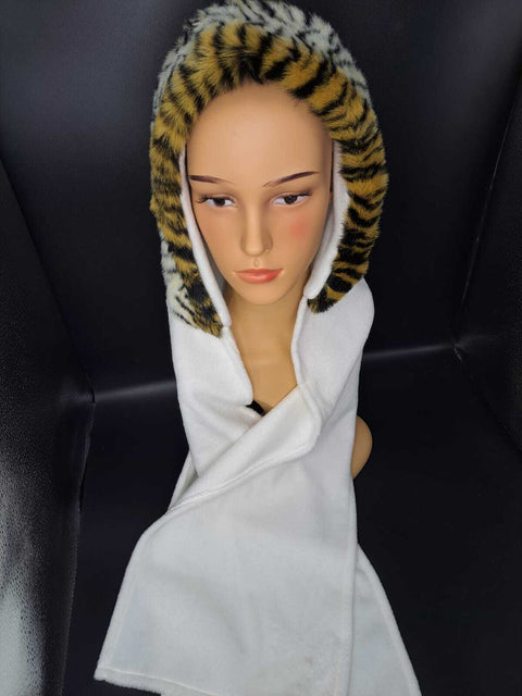 Leopard Animal Print Integrated Knitted Hat Scarf