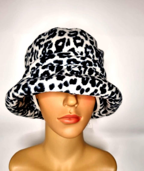 Faux Fur Bucket Hats Animal Print