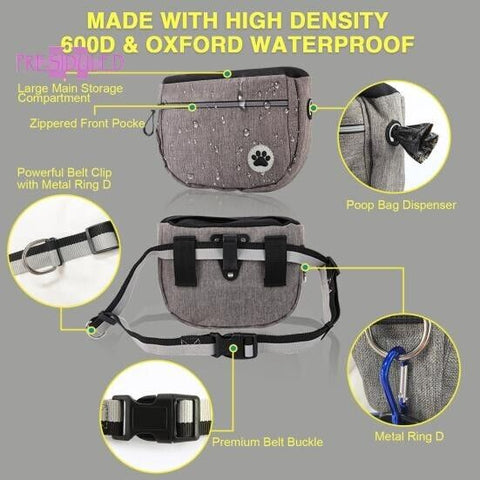 Durable Puppy Pet Dog Treat Obedience Training Pouch Snack Bag +Leash