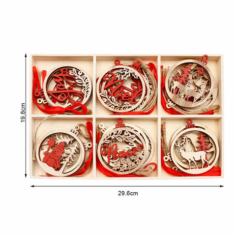 18Pcs Christmas Wooden Hanging Ornaments
