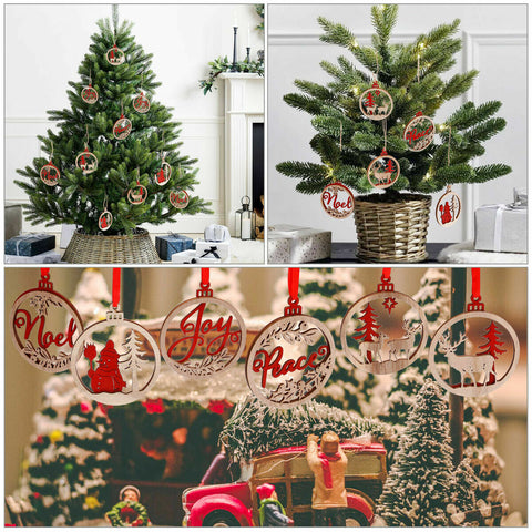 18Pcs Christmas Wooden Hanging Ornaments