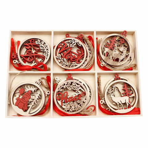 18Pcs Christmas Wooden Hanging Ornaments