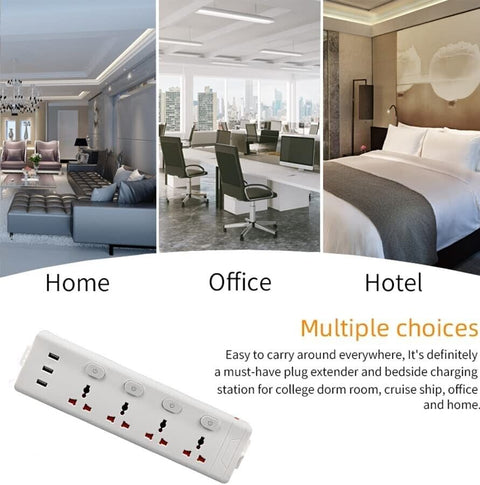 4 WAY Extension Lead with USB Individual Switches Power Strips 3m Long Cable A+