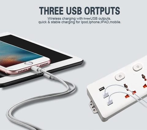 4 WAY Extension Lead with USB Individual Switches Power Strips 3m Long Cable A+
