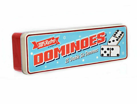 Retro Dominoes 28 Double Six Vintage Style Domino Set in Boxed Tin