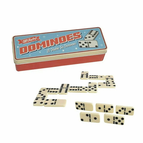 Retro Dominoes 28 Double Six Vintage Style Domino Set in Boxed Tin