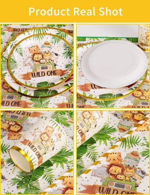 133 pcs Jungle Safari Party Tableware Set
