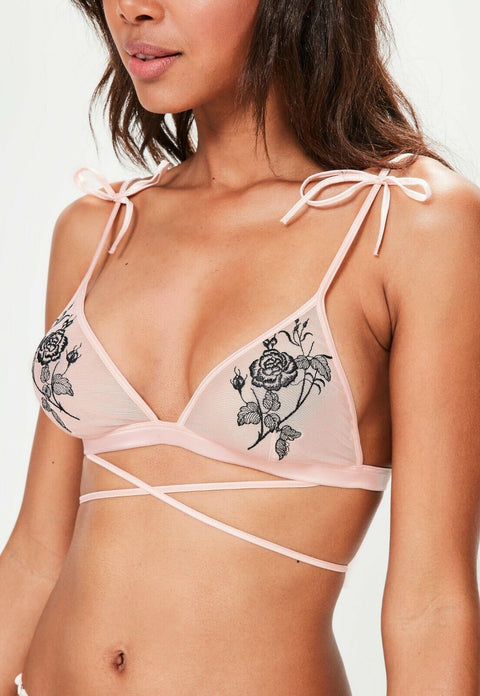 Missguided Tattoo Embroidery Bra