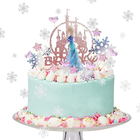 Frozen Birthday Cake Topper & Snowflake Toppers 26pcs