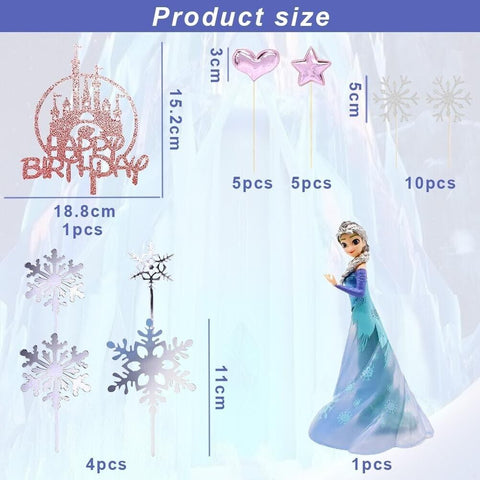 Frozen Birthday Cake Topper & Snowflake Toppers 26pcs