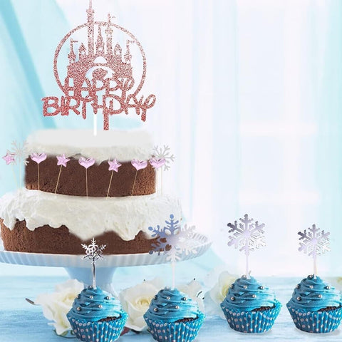 Frozen Birthday Cake Topper & Snowflake Toppers 26pcs