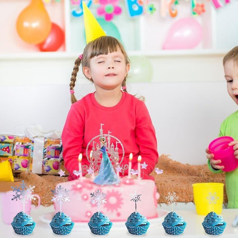 Frozen Birthday Cake Topper & Snowflake Toppers 26pcs