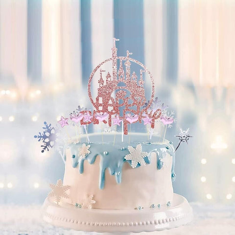 Frozen Birthday Cake Topper & Snowflake Toppers 26pcs