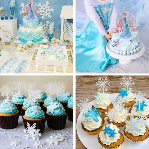 Frozen Birthday Cake Topper & Snowflake Toppers 26pcs