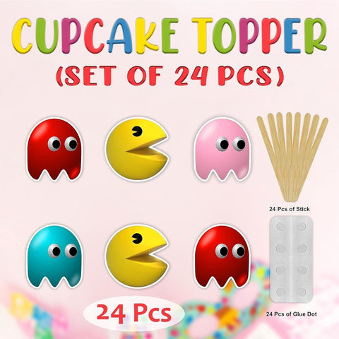 24x PAC-MAN Cupcake Toppers