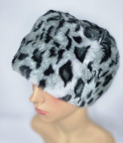 Faux Fur Bucket Hats Animal Print