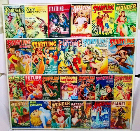 24 STARTLING STORIES science fiction PULP magazines Unframed Glass Art Poster