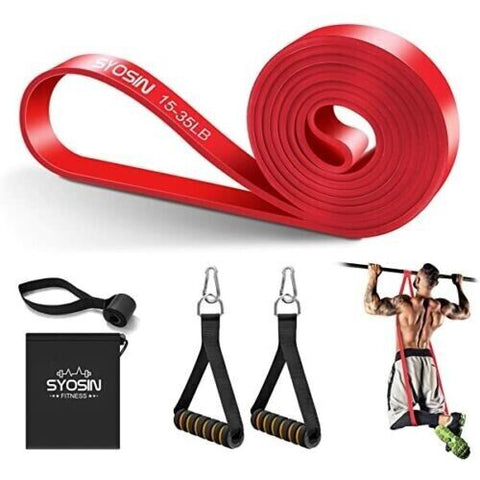 Resistance Bands Set Handles Heavy Pull Ups Fitness Tubes 15-35lb Red