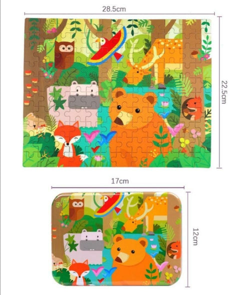 120 Pcs Wooden Jigsaw Animal Puzzles