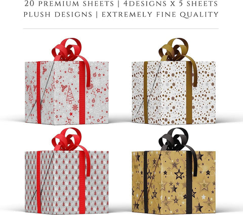 Premium 20 Large Sheets Christmas Xmas Present Gift Wrapping Paper 43 x 60cm