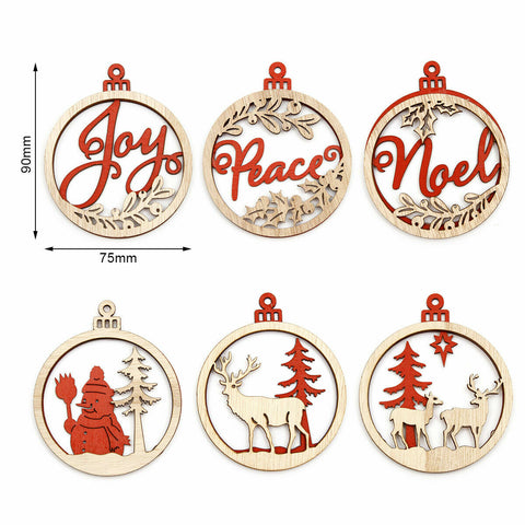 18Pcs Christmas Wooden Hanging  Ornaments