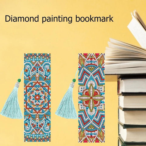 4 pcs DIY Diamond Painting Leather Bookmark