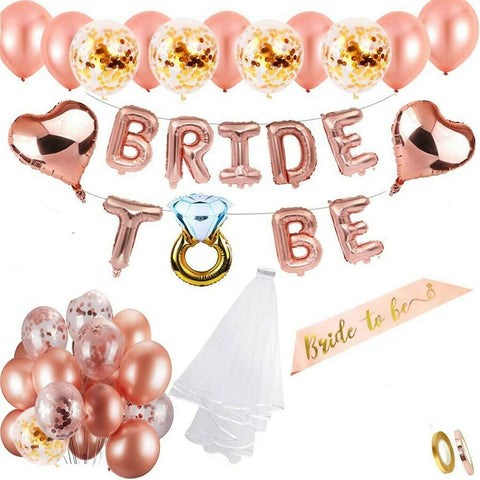 Bride to Be Sash Veil Rose Gold Balloons