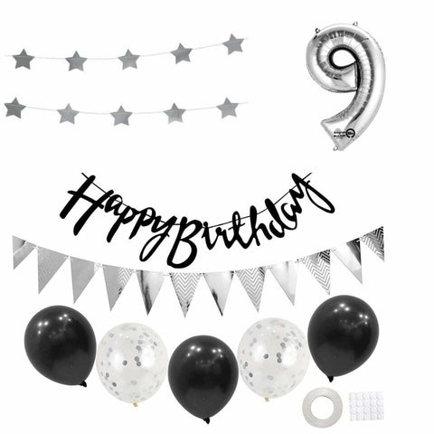 Happy Birthday Bunting Banner & Confetti Balloon