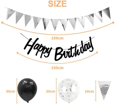 Happy Birthday Bunting Banner & Confetti Balloon