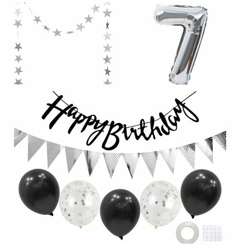 Happy Birthday Bunting Banner & Confetti Balloon