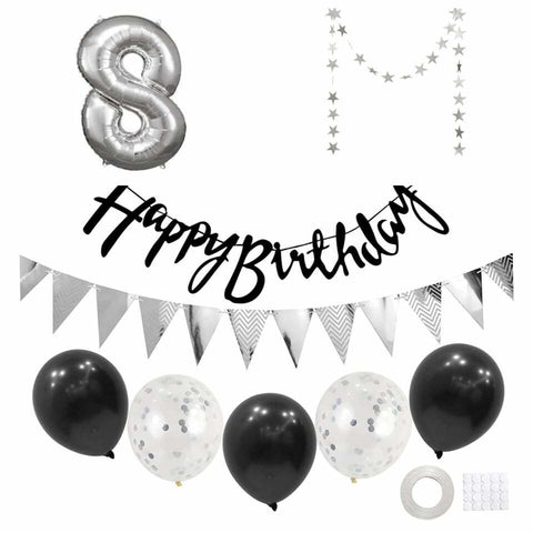 Happy Birthday Bunting Banner & Confetti Balloon