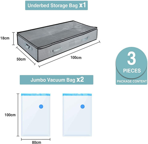 Underbed 2 Pack Large Capacity Storage Box with Vacuum Bag