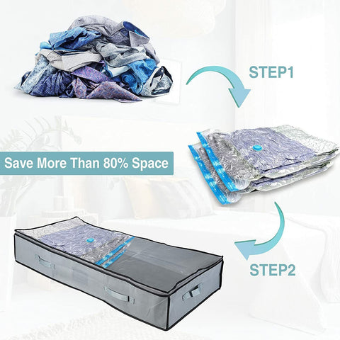 Underbed 2 Pack Large Capacity Storage Box with Vacuum Bag