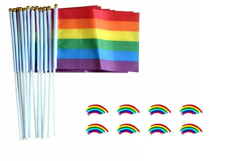 Handheld Rainbow Flag And Tattoos