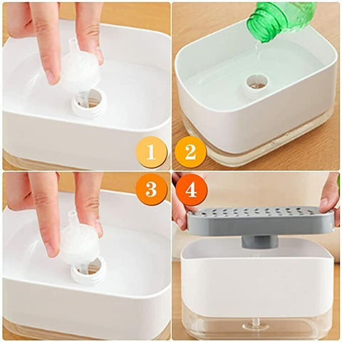 Kitchen Dish Soap Dispenser with Sponge Holder