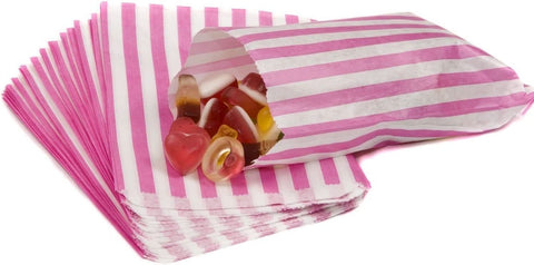 5" x 7" Pink Candy Stripe Paper Bags