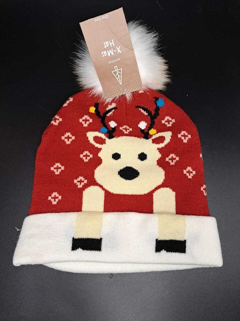 Christmas Cable Knitted Bobble Kids Hat