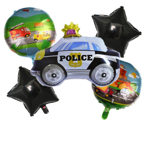 5 pcs Policeman Car Birthday Balloons