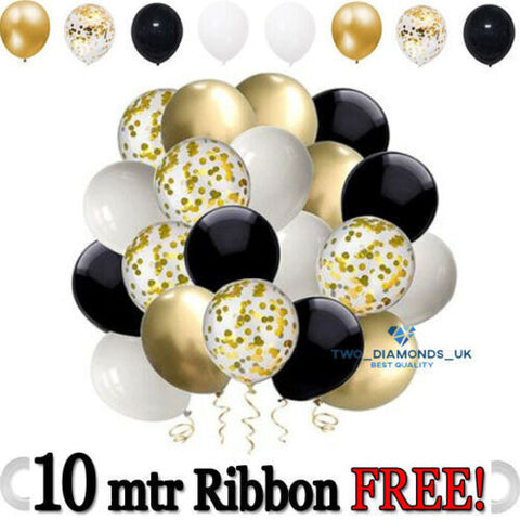 100pcs Black Gold Confetti Balloons