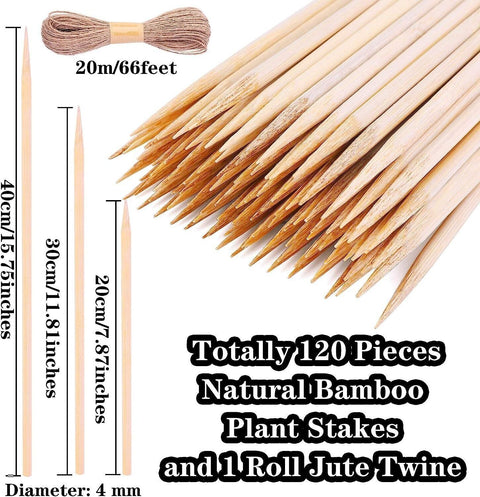 120x Bamboo Plant Sticks 16"