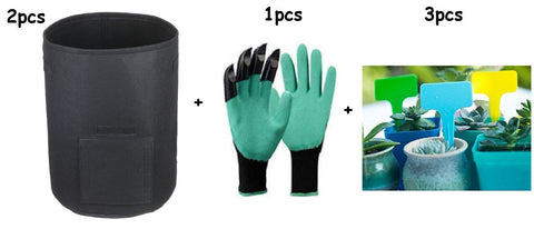 2 Pack 7 Gallons Non-woven Fabrics Grow Bag, Gloves with Claws