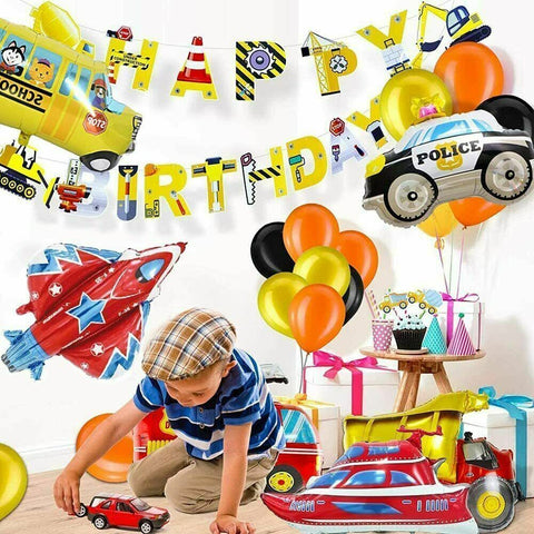 Birthday Trucks Space Foil Balloon Set