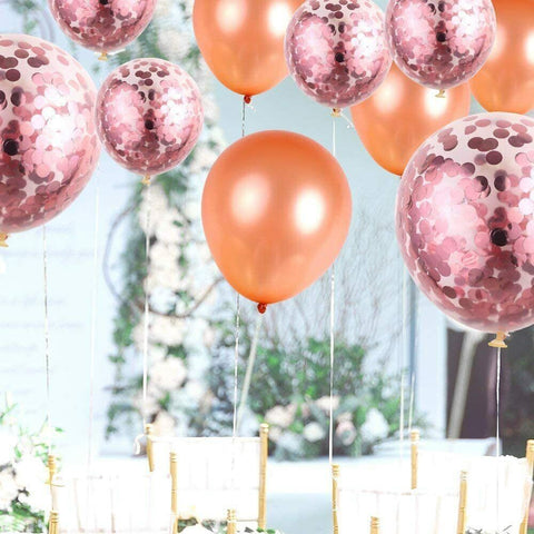 12"  Rose Gold Confetti Balloons