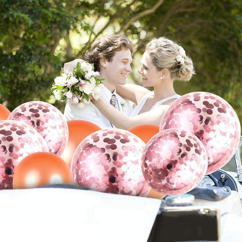 12"  Rose Gold Confetti Balloons