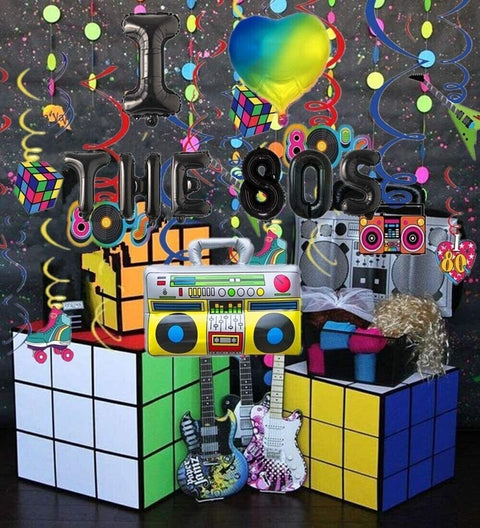 Boom Box Radio Foil Balloon Set Disco Decoration 80's