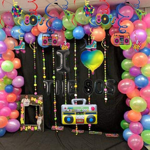 Boom Box Radio Foil Balloon Set Disco Decoration 80's