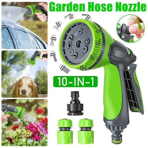 10 Function Spray Nozzle Water Hose Gun Multi Pattern Garden Adjustable Mist