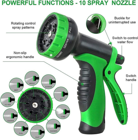 10 Function Spray Nozzle Water Hose Gun Multi Pattern Garden Adjustable Mist