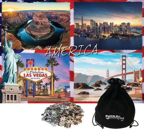 Jigsaw Bundle x4 Jumbo 1000 Piece Puzzles 68cmx49cm America